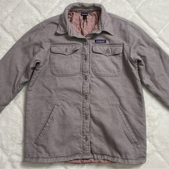 Patagonia Womens Size M Insulated Fjord Flannel Shirt Jacket Gray Quilt Lined - Picture 4 of 14